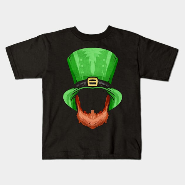 Red Beard and Green Hat For St. Patricks Day Kids T-Shirt by SinBle